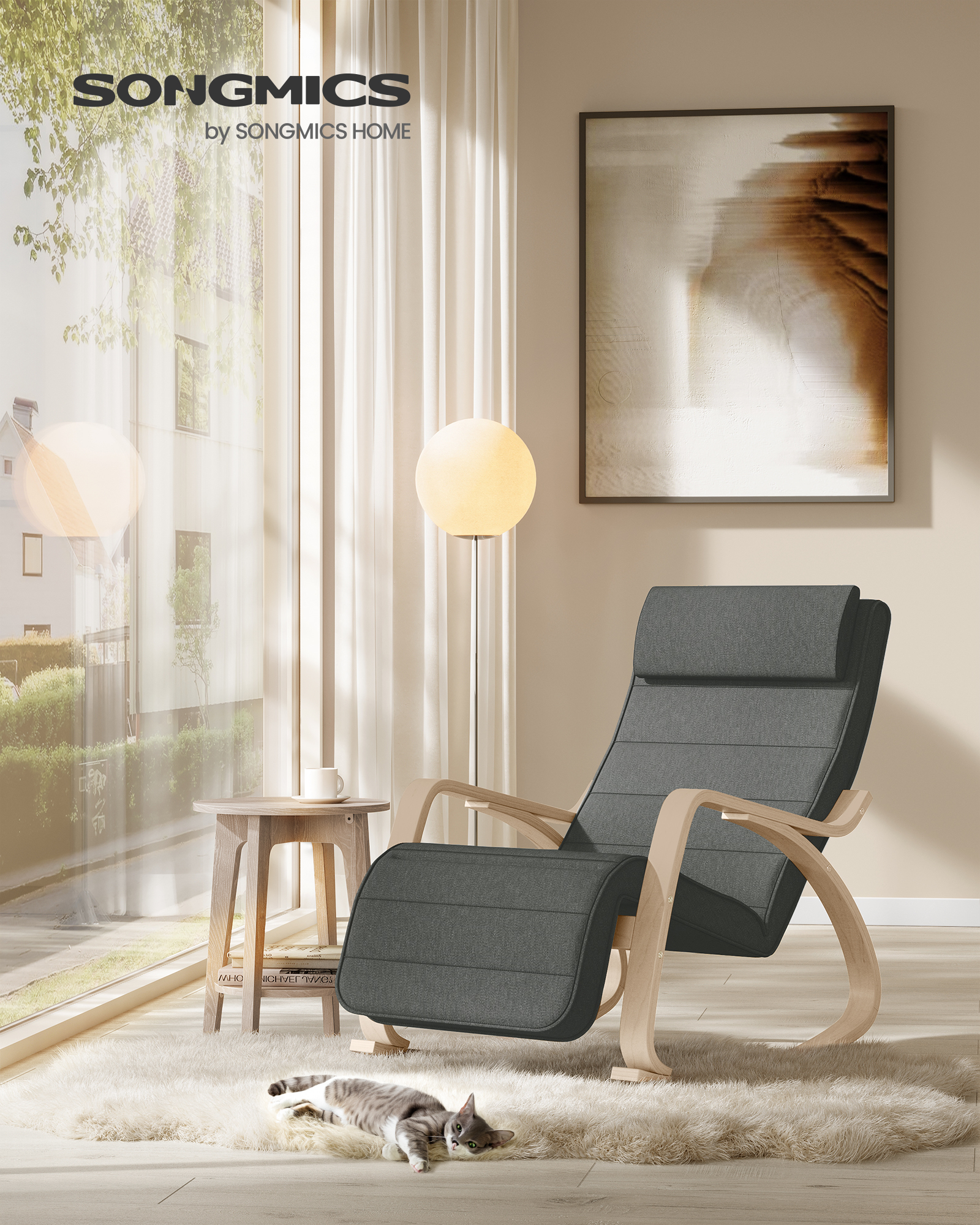 Silla Mecedora con Reposapiés 5 posiciones Grafito - Imagen 2